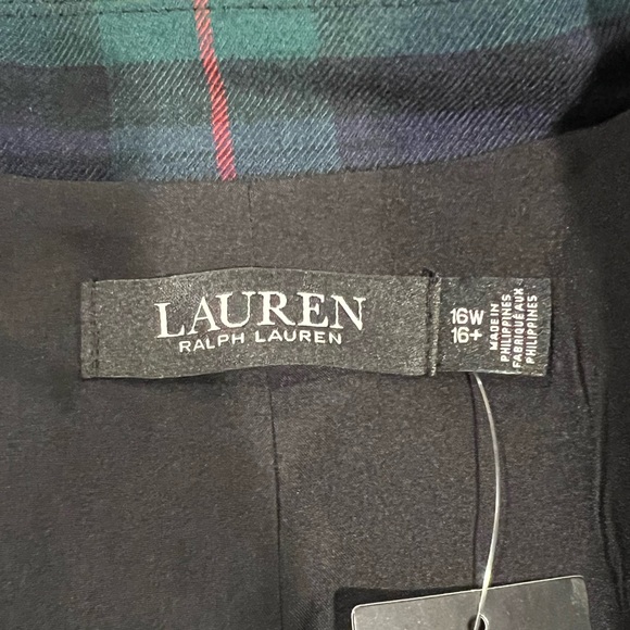Ralph Lauren Women's Plaid Bullion Twill Blazer Green Size 14